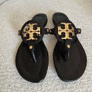 Tory Burch Metal Snakeskin Miller Sandals